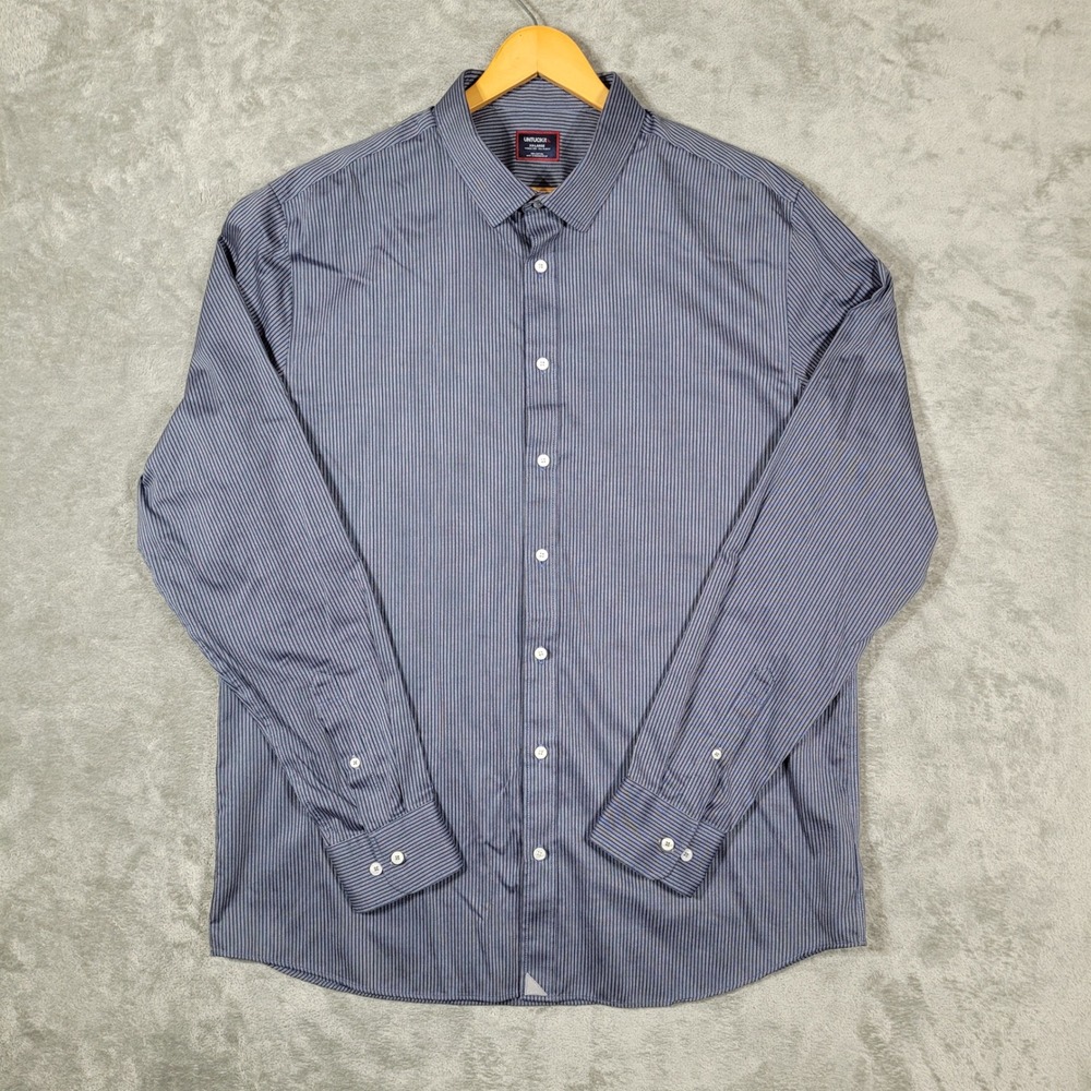UNTUCKit Villard WF Shirt Mens XXL Tall Slim Blue Long Sleeve Button Up